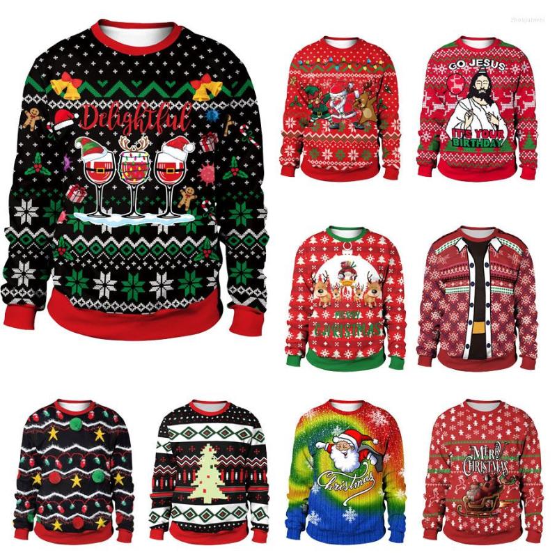

Men's Sweaters Couples Christmas Sweater Delightful Letter Print Funny Novelty Wine Glass Hat Reindeer Men Ugly Sweatshirts, Sb102-074
