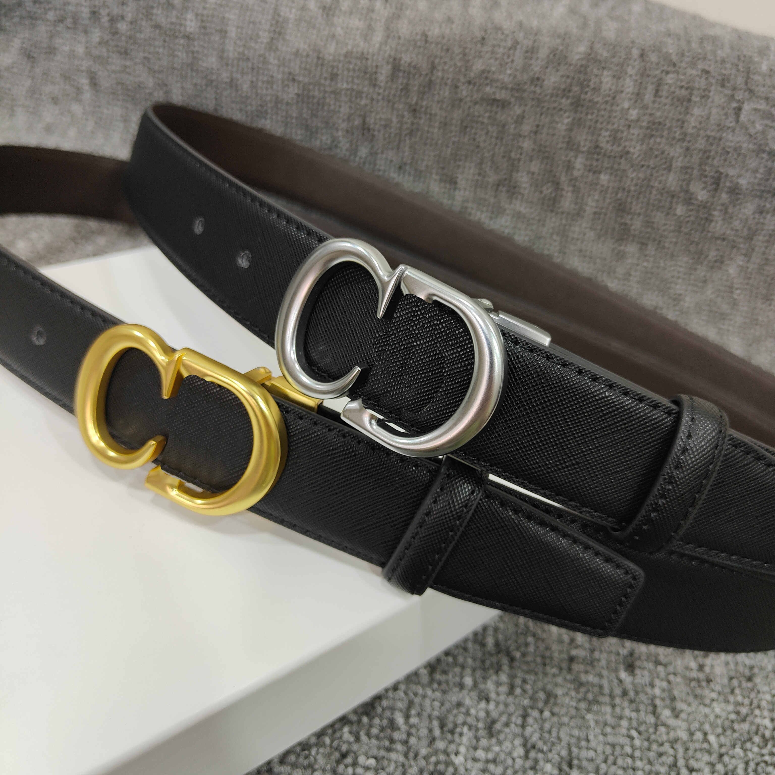 

Belts For Jeans Luxury Men Fashion Print Belt 3.8cm Combination size 105-125CM, Black