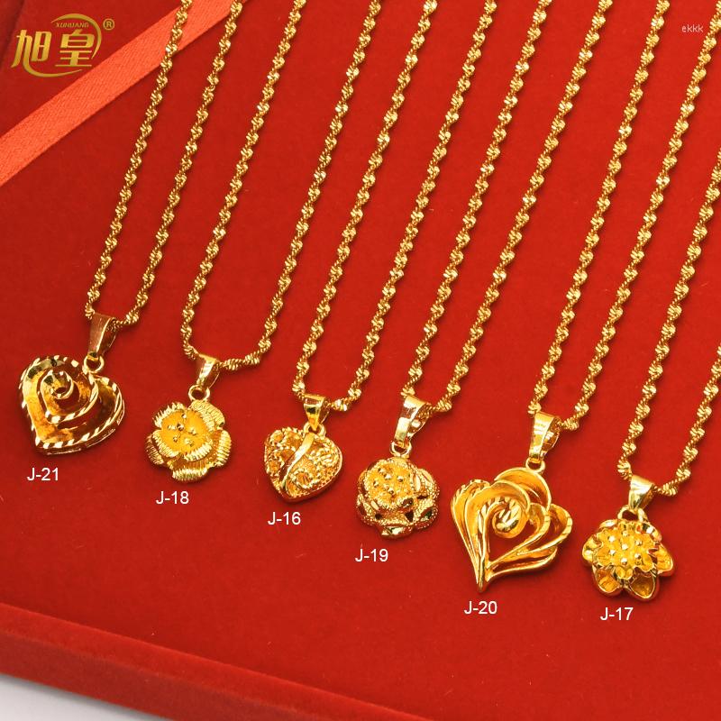 

Pendant Necklaces XUHUANG Dubai Fashion Necklace For Woman Party Banquet Wedding Jewellery Gifts Hollow Gold Plated Charm Jewelry