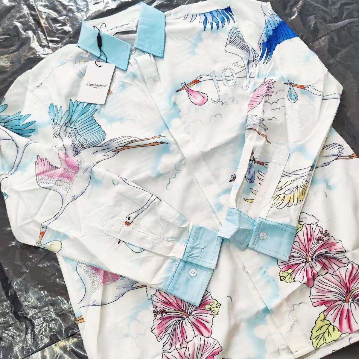 

Casa mens Casual shirts Casablanc Silk Long Sleeve designer t shirt man Hawaiian Print Hip Hop Loose Lapel Cardigan tshirt style M8TF, No.3