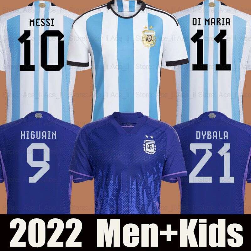 

2022 2023 soccer jerseys woRLD CUp Argentina fans player version DYBALA AGUERO MARADONA DI MARIA MESSIs Home away Prematch Men Kids football, 2022 away+patch