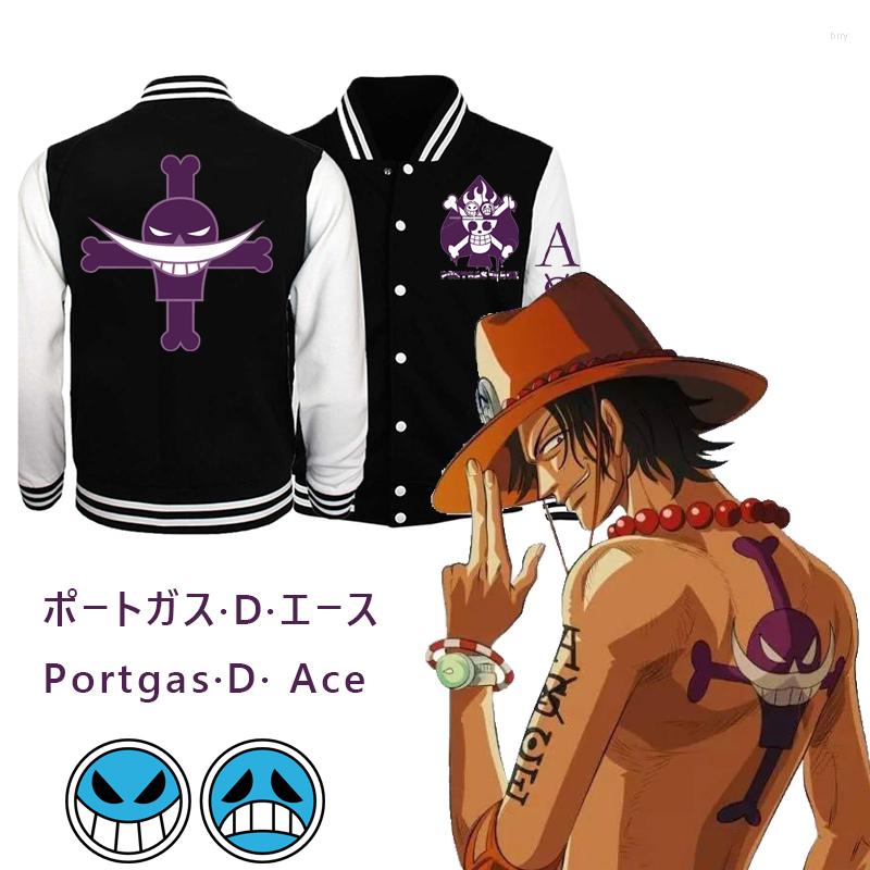 

Men's Hoodies One Piece Harajuku Portgas-D-Ace Cosplay Jacket Hoodie Zipper Cota Sweatshirt Sportswear Baseball Uniform Unisex, Black