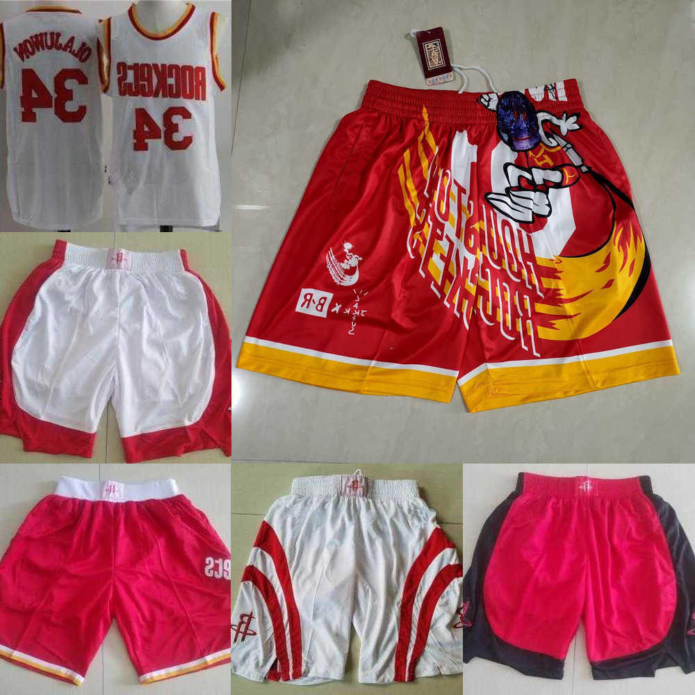 

Basketball Jersey Houston''Rockets''Men jersey Hakeem 34 Olajuwon Clyde 22 Drexler Basketball Shorts red white navy, Color