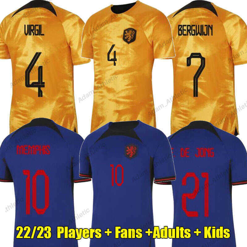 

Netherland soccer jerseys 2022 world cup Nederland shirt F.DE JONG MEMPHIS DE LIGT VIRGIL football shirts BERGWIJN AKE DUMFRIES WEGHORST, 22-23 away+unl patches
