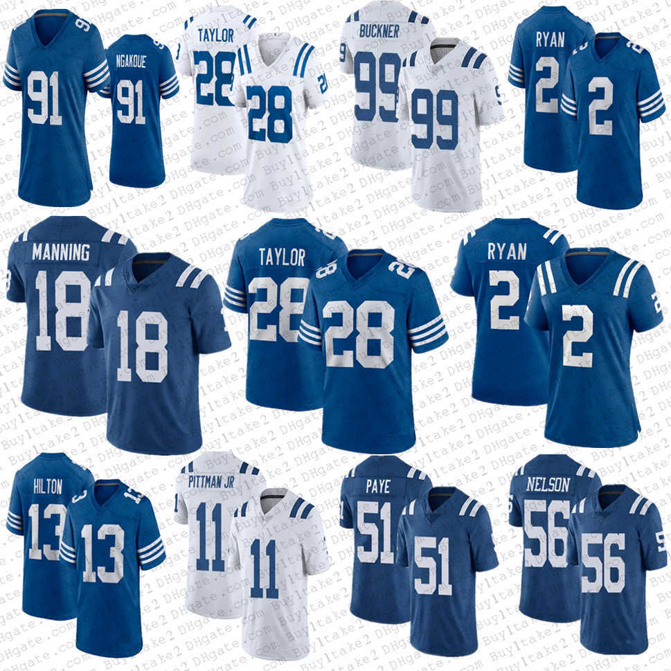 

9 Nick Foles 28 Jonathan Taylor 2 Matt Ryan Colts''Football Jersey 5 Stephon Gilmore 56 Quenton Nelson Kwity Paye Peyton''nfl''Jersey, Mens