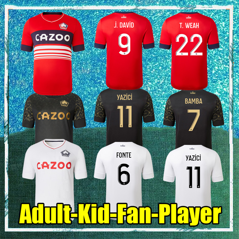 

22 23 LOSC Lille soccer jersey DAVID FONTE BURAK BAMBA YAZICI football shirts JIKONE T.WEAH maillots Adult Kids Kit tops tee shirts 1052020 jersey, Third patch