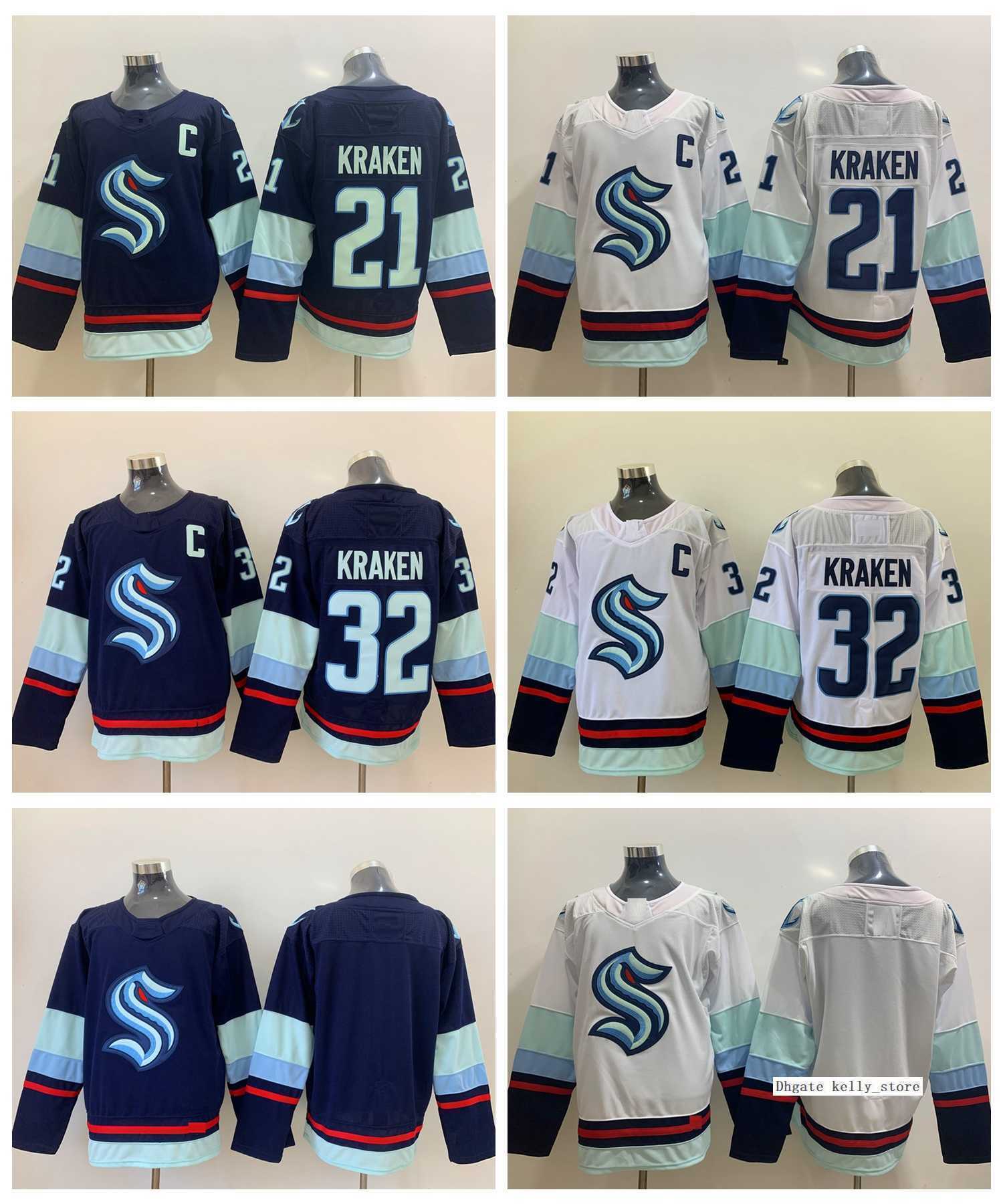 

2021 Seattle Kraken Ice Hockey Jerseys Mens Season Team Jersey Blue White Blank Stitched, Mens home