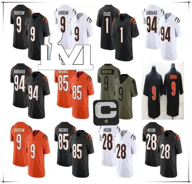 

Custom Joe Burrow Jersey Football 1 JaMarr Chase 85 Tee Higgins 28 Joe Mixon 87 C.J. Uzomah Samaje Perine Tyler Boyd Chris Evans Logan Wilso, Man black