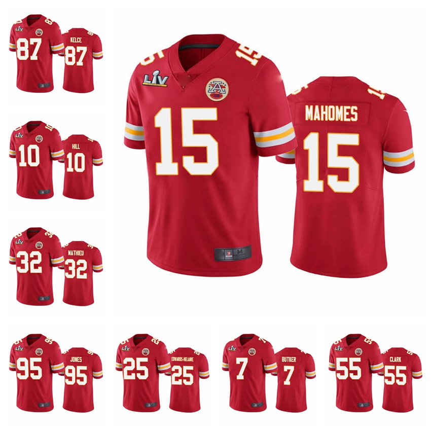 

Kansas''City''Chiefs''Men 15 Patrick Mahomes 87 Travis Kelce 10 Tyreek Hill 32 Mathieu 95 Jones 7 Butker Red Super Vapor Bowl Limited Football Jersey