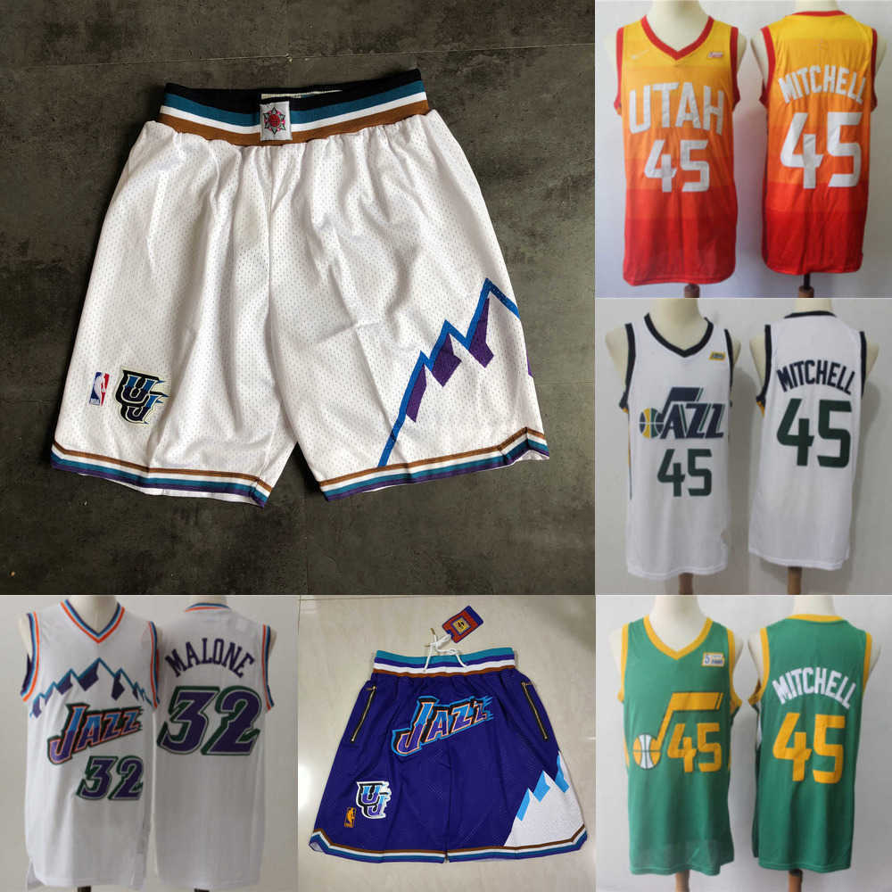 

Basketball Jerseys Utah''Jazz''Men Jersey John 12 Stockton Karl 32 Malone Donovan 45 Mitchell Basketball Shorts purple white, Color
