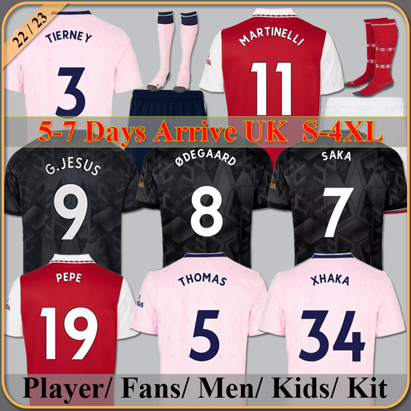 

22 23 SAKA G. JESUS SMITH soccer jersey Fans Player version Gunners ROWE MARTINELLI ODEGAARD THOMAS NKETIAH TIERNEY ARSen 2022 2023 football shirt Men Kids kit, 22/23 away player+patch