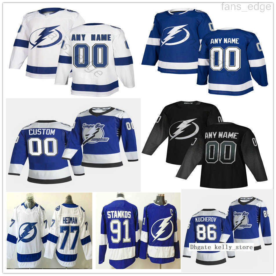 

Custom Men Woman Kids Youth Tampa Bay Lightning Curtis McElhinney Erik Cernak Gemel Smith Jan Rutta Luke Schenn Ice Hockey Jerseys, White