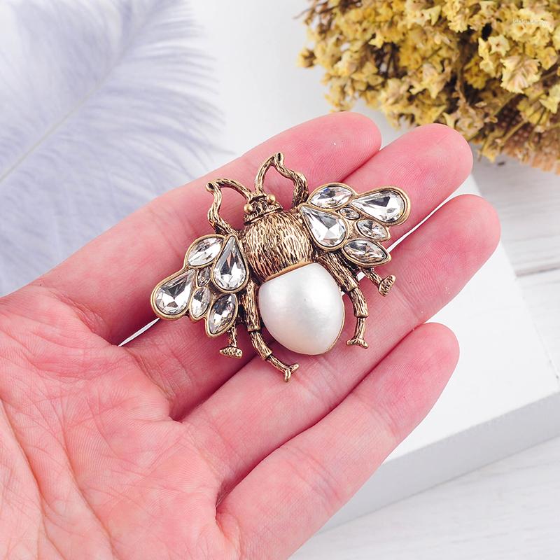 

Brooches Bee Pearl Rhinestone Brooch Antique Toned Insect Pin Bug Jewelry Corsage