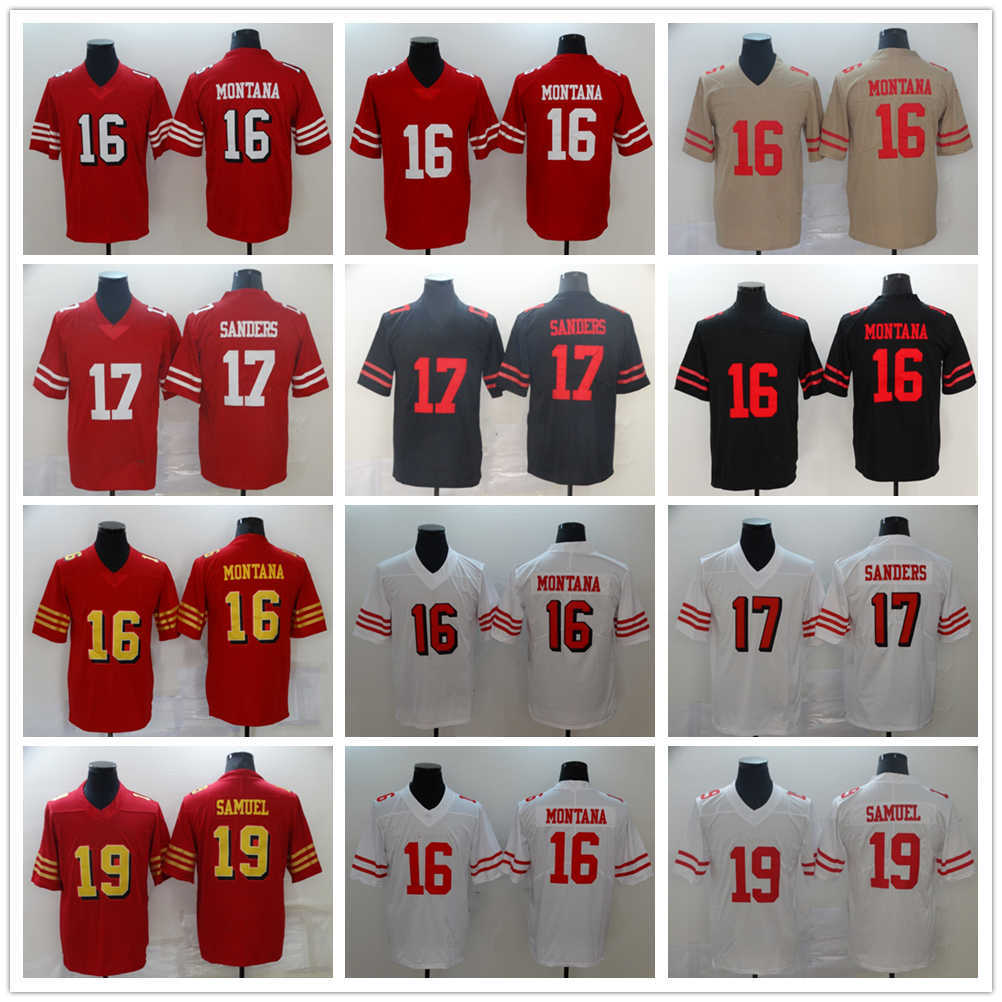 

Football San Francisco''49ers''New Jerseys 16 Joe Montana 17 Emmanuel Sanders 19 Samuel Stitched Jersey, Same as picture
