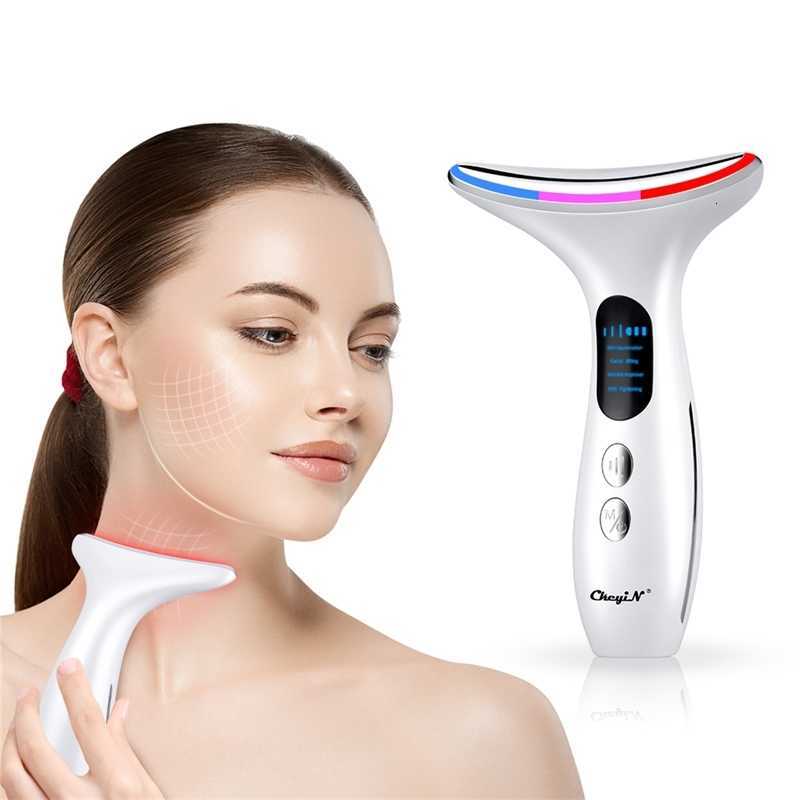 

Ems Ckeyin Neck Slimming Massager Led Photon Skin Rejuvenation Electric Vibrations Hot Compress v Face Lifting Tool Light Therapy 323B