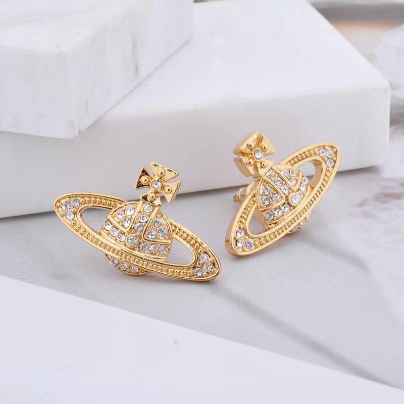 2023 luxe broche saturne boucles d'oreilles femmes bijoux de créateur boucle d'oreille goujon avec diamant cuivre plaqué or pour les cadeaux de m