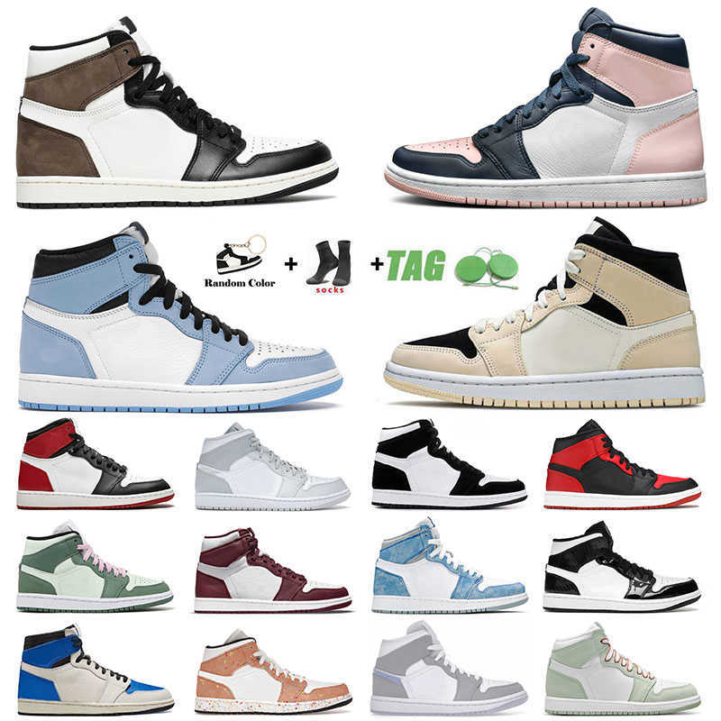 

Basketball Shoes Jumpman 1 1s Mens Womens Designer High Quality University Blue OG Dark Mocha Bordeaux TS x Fragment Mid Carbon Fiber Sports, D34 36-46 atomic orange