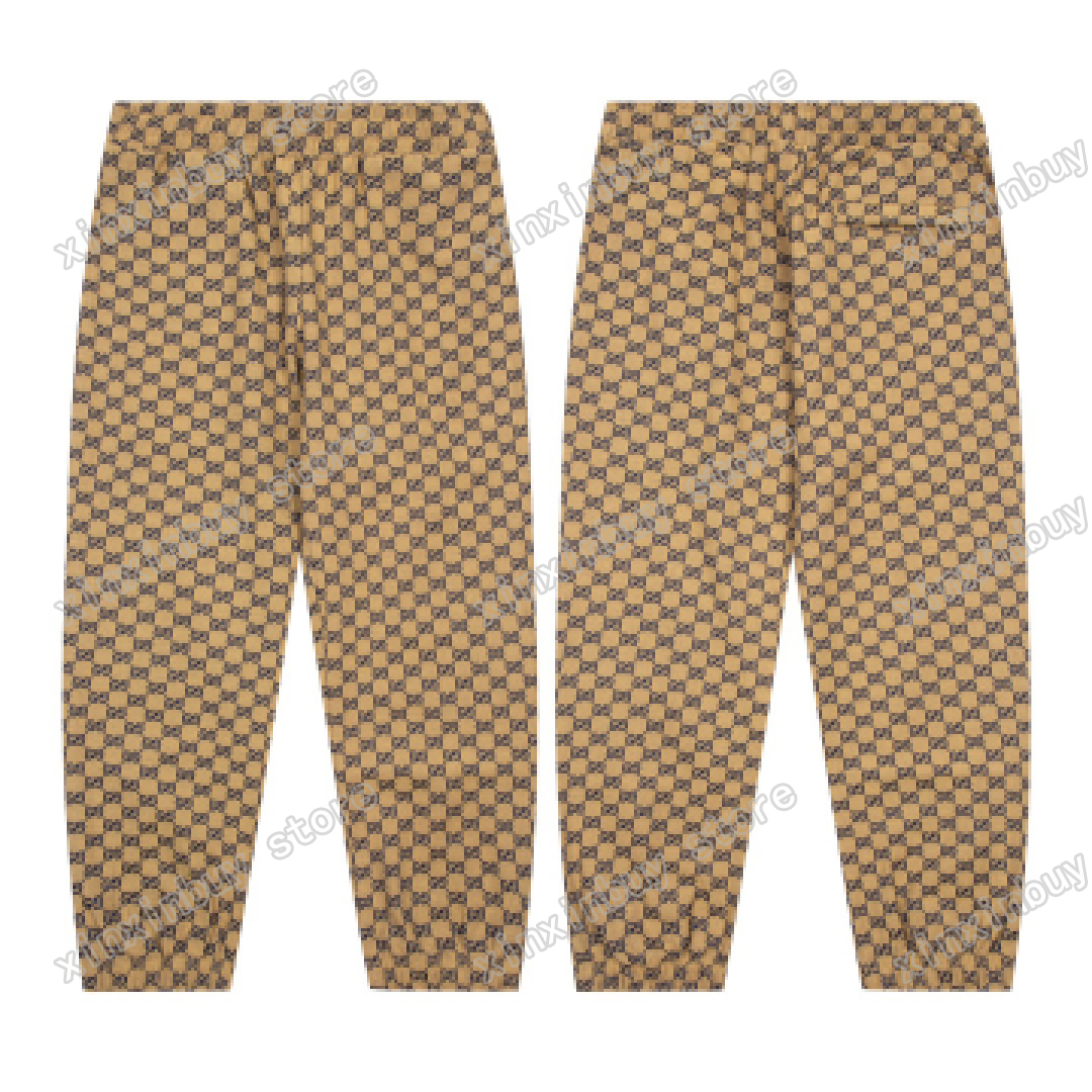 

xinxinbuy Men Designer Pant Jacquard double letter fabric Streetwear Women Apricot black M-2XL, Multi