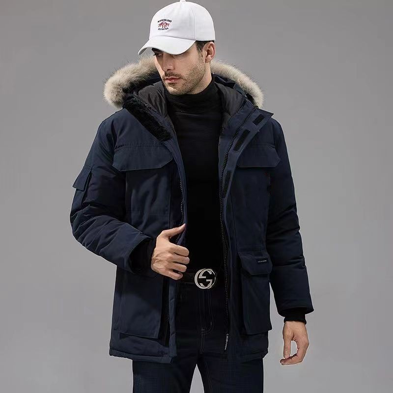 

Winter Down Jackets men outdoor leisure down Parka windproof Men's overcoat Waterproof and snow proof Jacket Thick real wolf fur stylish Women's Parkas