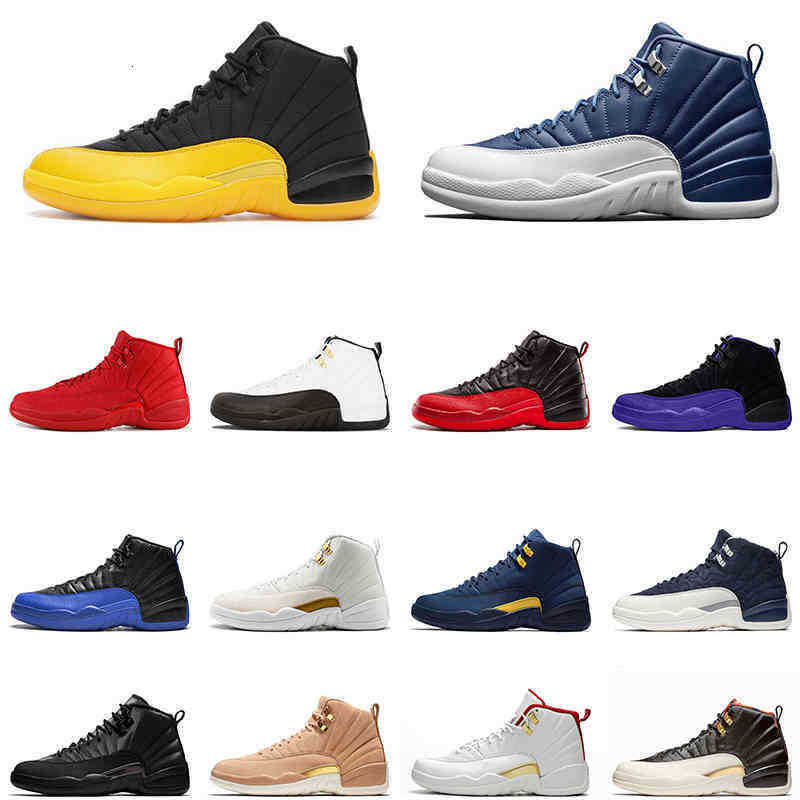 

dunks low 5.5-13 12 Indigo 12s mens Outdoor shoes University Gold Dark Concord Grey Gym Red Flu Game the master taxi men Sports trainer ZTAW, No shoes