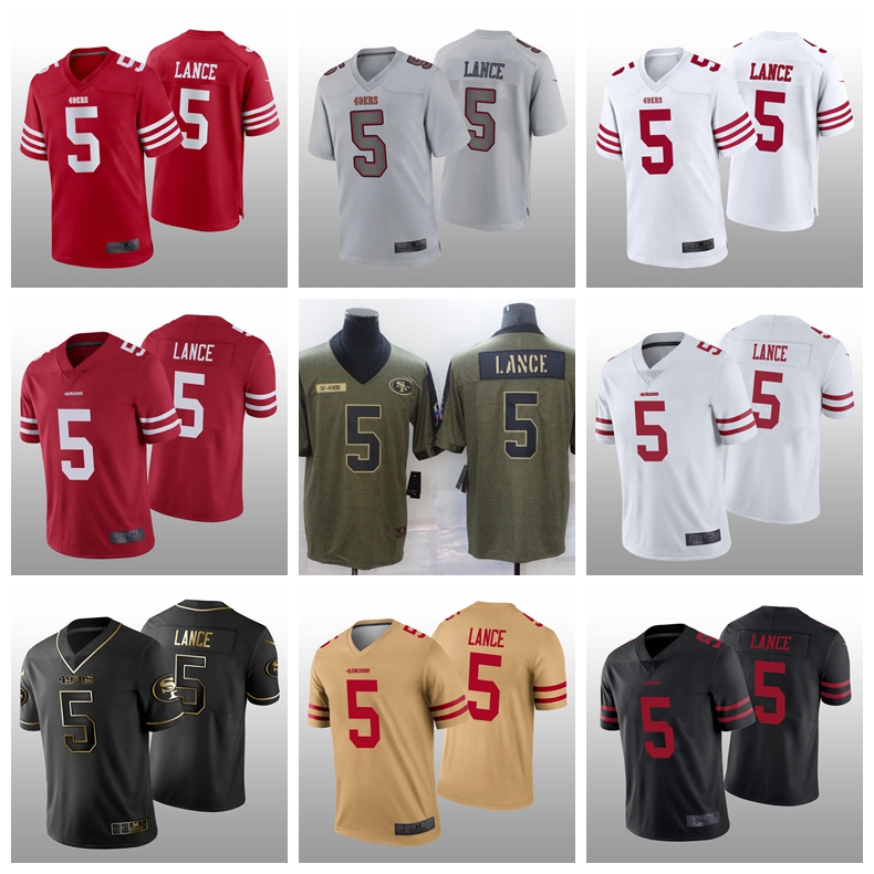 

San Francisco''49ers''Men Women Youth 5 Trey Lance 2021 Draft Vapor Limited Stitched Football Jersey White Black Red