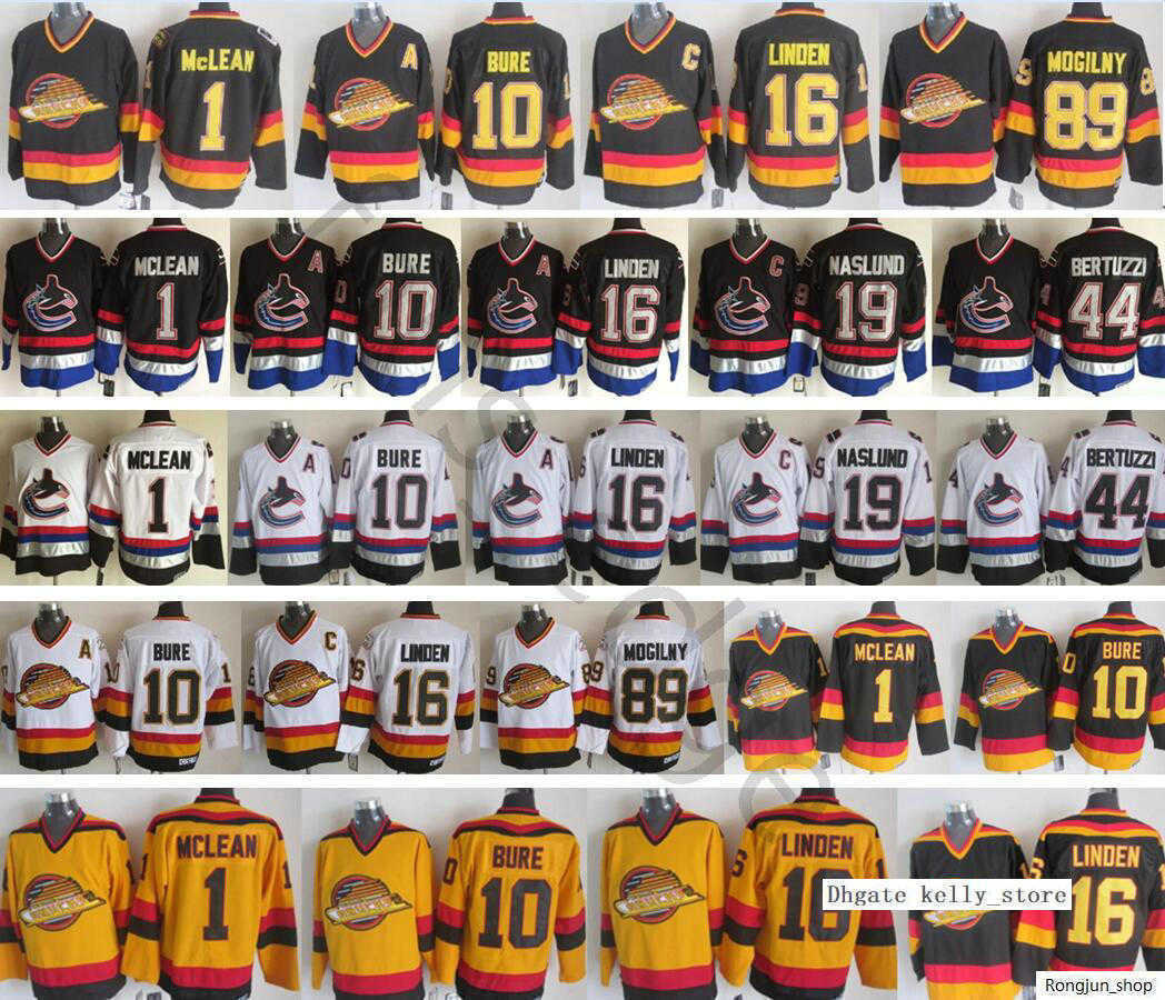 

Vancouver Canucks Winter Classic Men #1 Kirk Mclean 16 Trevor Linden 10 Pavel Bure 19 Markus Naslund 44 Todd Bertuzzi Ice Hockey Jerseys, Black