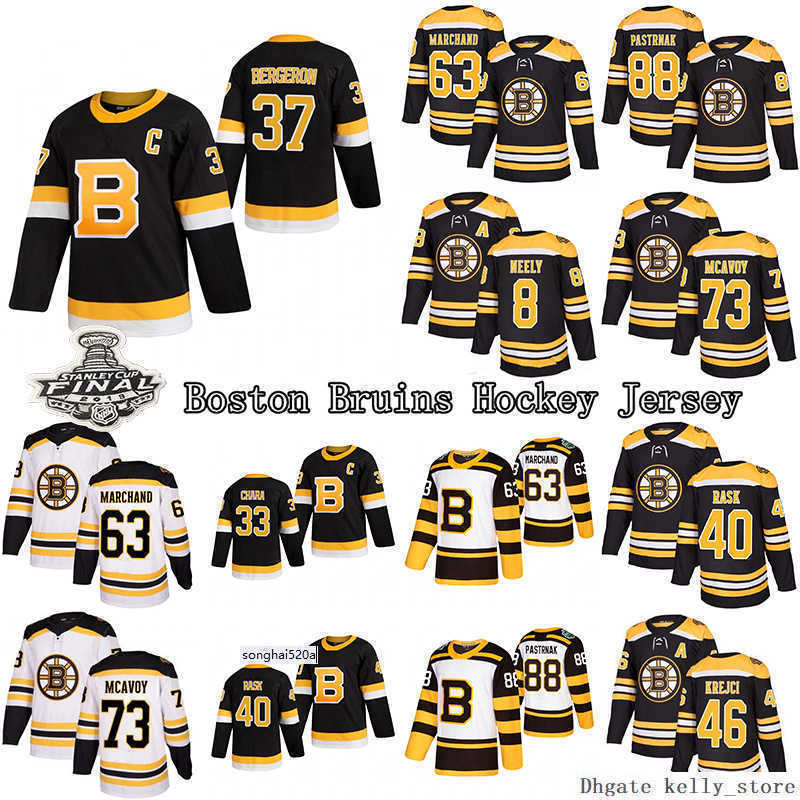 

37 Patrice Bergeron Boston Bruins 63 Brad Marchand 88 David Pastrnak 73 Charlie McAvoy 74 Jake DeBrusk 40 Tuukka Rask Hockey''nhl''Jersey, White
