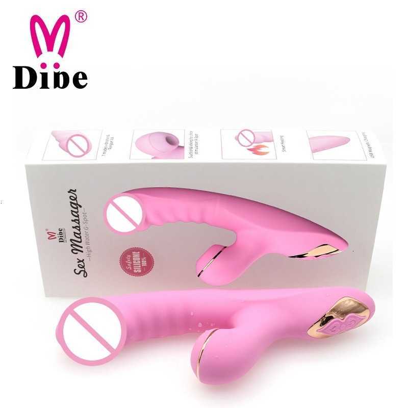 Sex Toy Massager dibe Silicone Rabbit Sucking Vibrator G-spot Stimulator Waterproof Heating Vibration Vagina Massage Stick Female Adult Toys