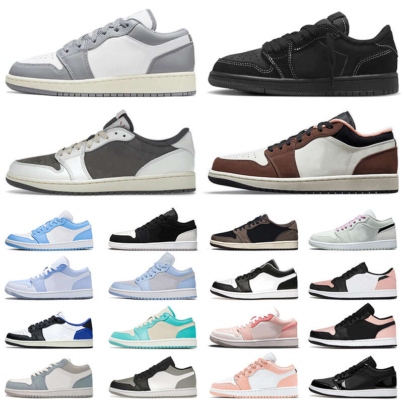 

TS x Black Phantom Shoe Jumpman 1 Low Mens Womens Basketball Shoes Reverse Mocha Bleached Coral Mighty Swooshers Pink Designer Sneakers, 36-46 travis scotts (2)