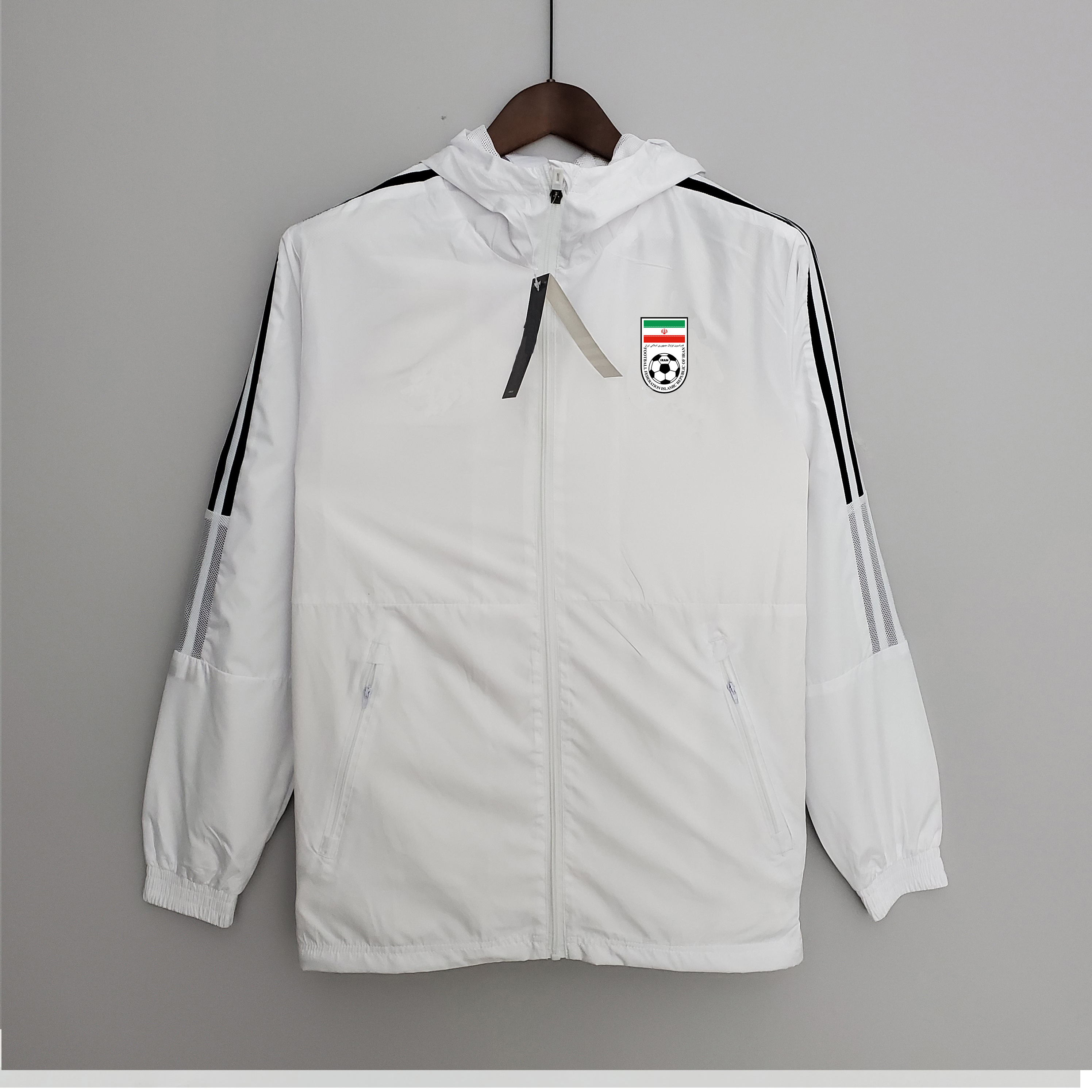 

22-23 Iran national football team Men's jacket Soccer Windbreaker Jerseys full zipper Hooded Windbreakers Mens Fashion coat Logo custom, No 4