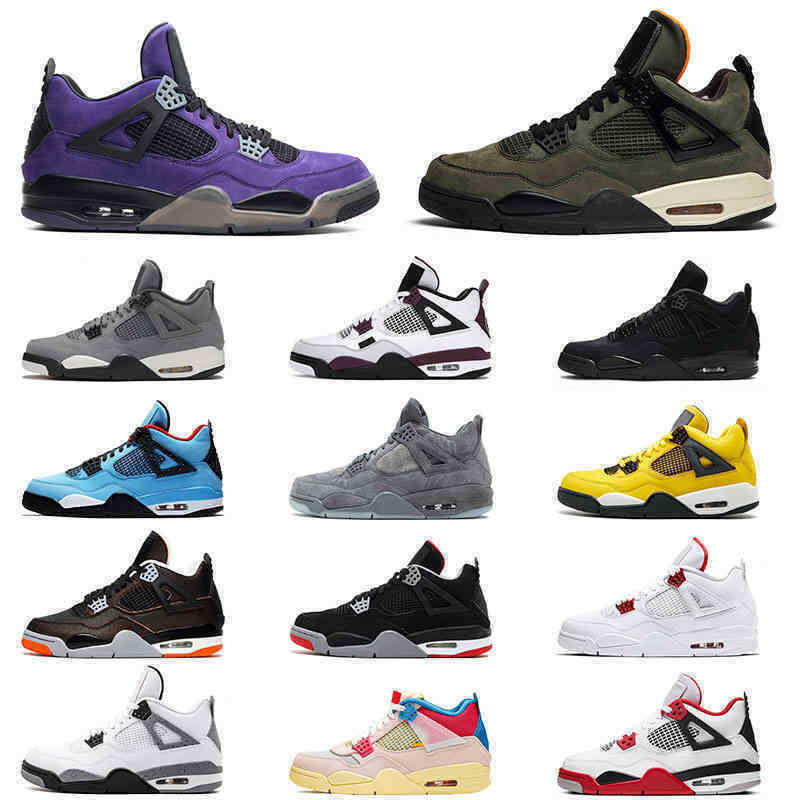 

TRAVISS Purple Jumpman 4 4s Outdoor Shoes for Men Women Undefeated Sail Union Starfish Cactus Jack What The Cool Grey Sneakers Trainers, B33 wings 40-47