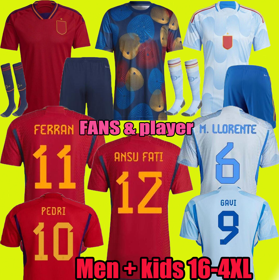 

2022 Spain soccer jerseys Espana PEDRI ANSU FATI ASENSIO MORATA FERRAN KOKE GAVI C.SOLER 22 23 WORLD RAMOS CUP fans Player version football shirts women men kids kit