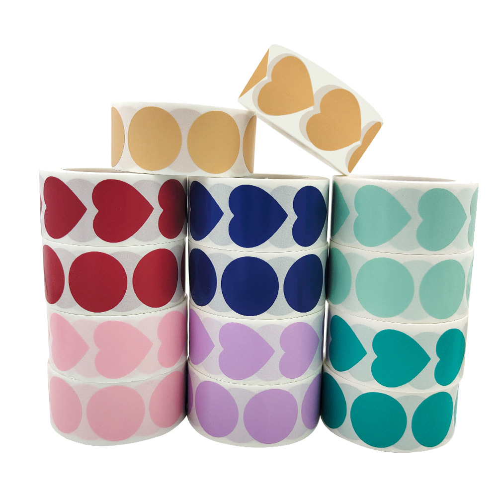 

Colorful Heart Print Adhesive Sticker Round Removable 500 PCS 1 Inch 2.5cm Per Roll 122111