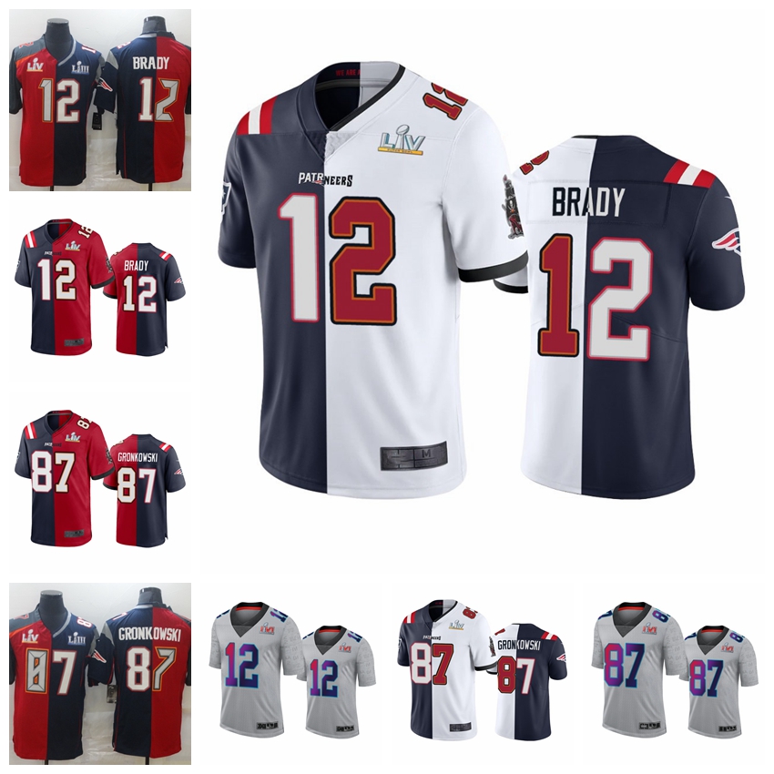 

Tampa''Bay''Buccaneers''Men 12 Tom Brady 87 Rob Gronkowski White Navy Super Split Bowl Vapor Limited Football Jersey