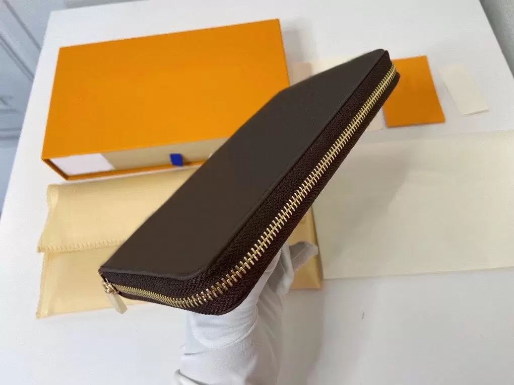 

Designer Wallet M60017 Leather Wallet Women Zipper Long Card Holders Coin Purses Woman Shows Exotic Clutch Wallets With louiseity box viutonity, White grid