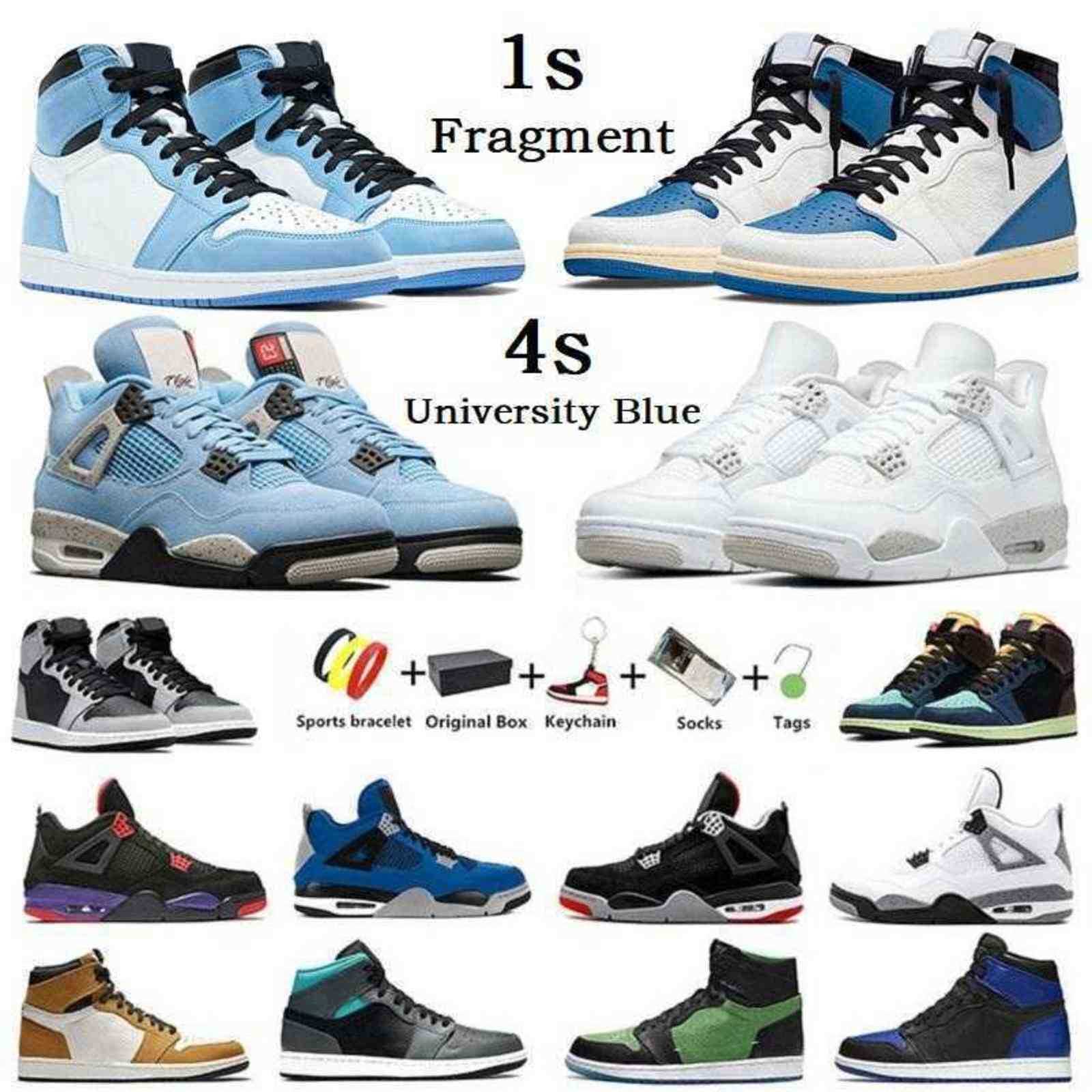

Jumpman 1 University Blue Mens Outdoor shoes 1s Hyper Royal toe dark 4 Taupe Haze white oreo 4s Men women trainers Sports Sneakers with, Color#46