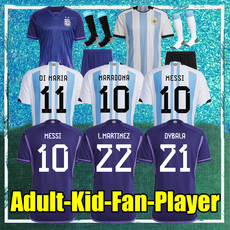 

2022 Argentina Soccer Jersey 22 23 Football Shirts 2022 MESSIS DYBALA DE PAUL DI MARIA National Team MARADONA Men Kids kit Player Fans Version 1052033 jersey, Away