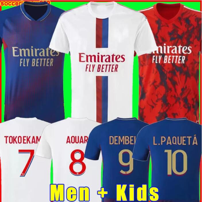 

22 23 LYON White sports soccer jersey 2022 2023 L PAQUETA KADEWERE AOUAR home away 3rd Kids kit adult Men football shirt, 22/23 men away + patch