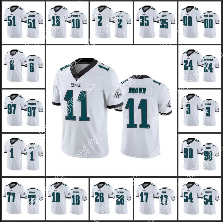 

Jersey Philadelphia''Eagles''Men #1 Jalen Hurts 6 DeVonta Smith 18 Jalen Reagor 26 Miles Sanders Women Youth Custom White Vapor Limited, Custom youth(lao y)