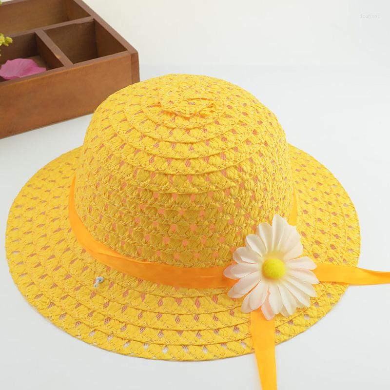 

Hats Fashion Children's Woven Straw Hat Shoulder Bag Set Summer Girl Cute Cartoon Strawberry Beach Travel Sunscreen Wave Lace Sun Cap, 09