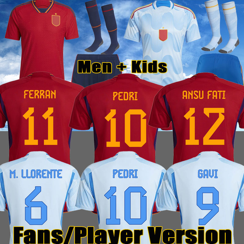 

2022 spain soccer jersey PEDRI FERRAN TORRES MORATA GAVI football shirt ANSU FATI KOKE AZPILICUETA 28178 men Kits kids equipment, Away patches