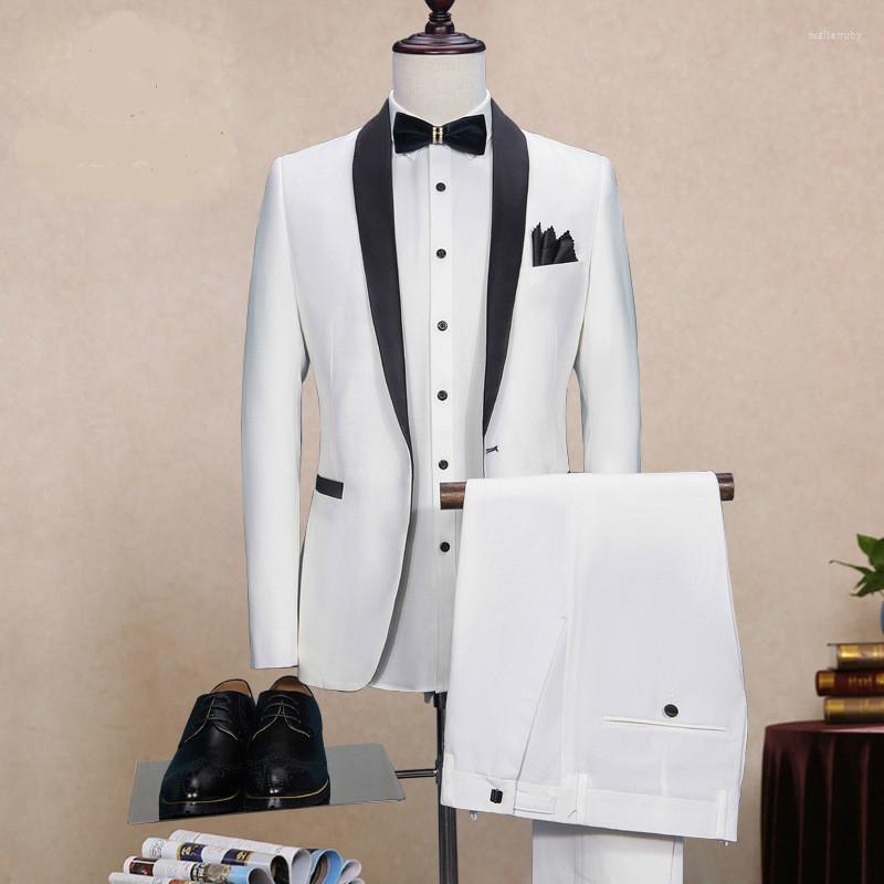 

Men's Suits White Black Collar Wedding Men Custom Made Latest Slim Fit Suit Ternos Masculino Mens 2pcs(Jacket Pant)