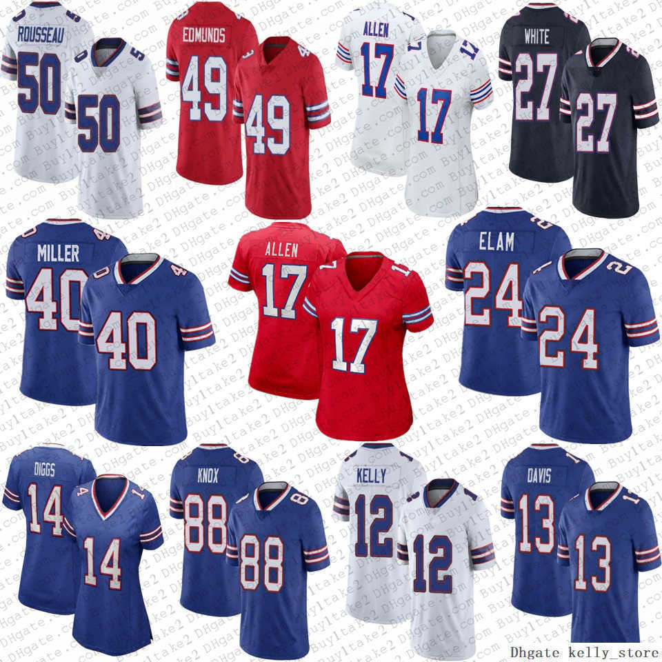

Jersey 17 Josh Allen 24 Kaiir Elam Stefon Diggs 40 von Miller Buffalo''Bills''Football Jersey Gabriel Davis Dawson Knox Tyler Bass''nfl''Jersey, Mens