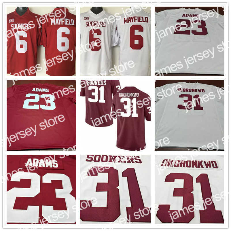 

Football Jerseys Oklahoma Sooners College Football Jerseys 6 Baker Mayfield 23 Abdul Adams 31 Ogbonnia Okoronkwo Red White Stitched Mens Womens Kids, Womens white