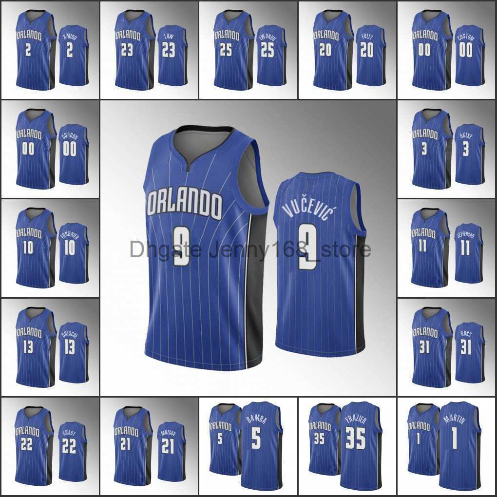

Orlando Screen Print 75th Magic''Men Markelle Fultz Nikola Vucevic Evan Fournier Aaron Gordon Mo Bamba Icon Blue Custom Jersey