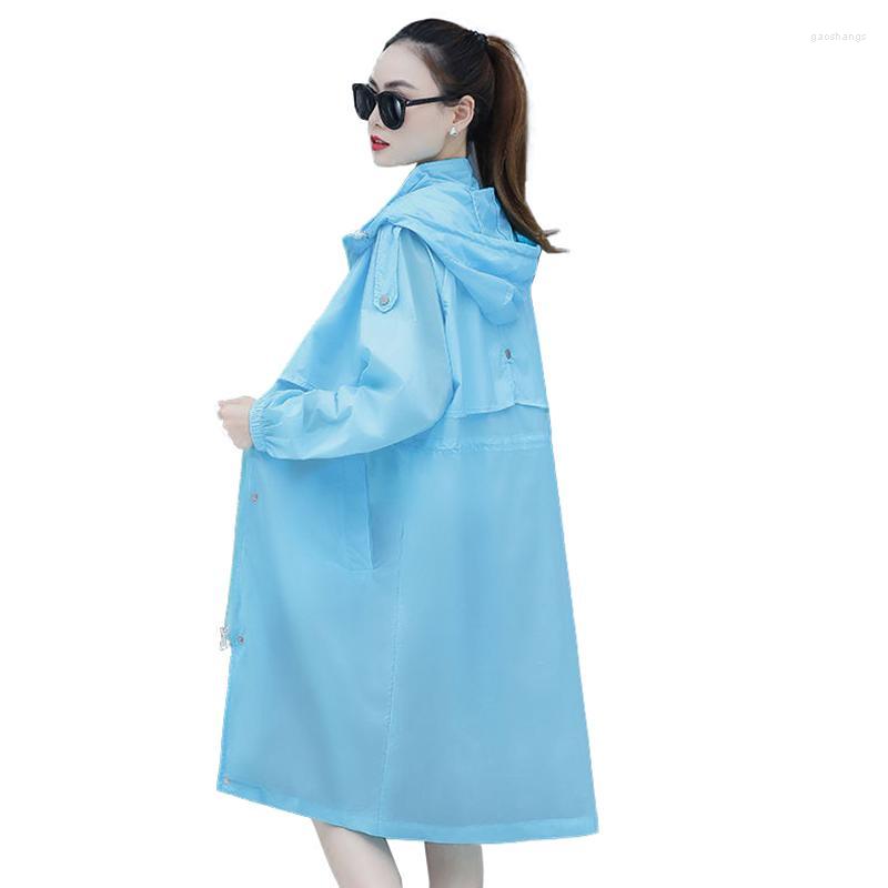 

Women's Trench Coats Women's Sun Protection Clothing Mid-Length 2022 Summer Thin White Coat Female Windbreaker Lace-Up Lady Beachwear, Milk tea color