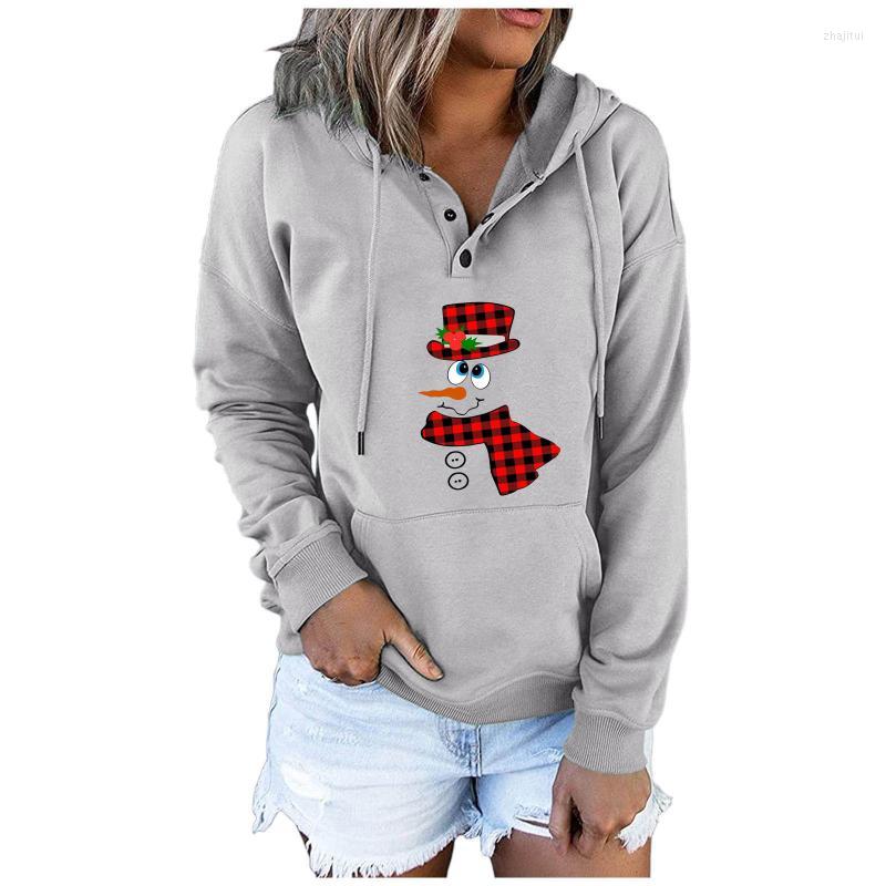 

Women' Hoodies Women' & Sweatshirts Women Christmas Tops Casual Pullover Button Down Drawstring Hooded Pocket Long Sleeve, Khaki