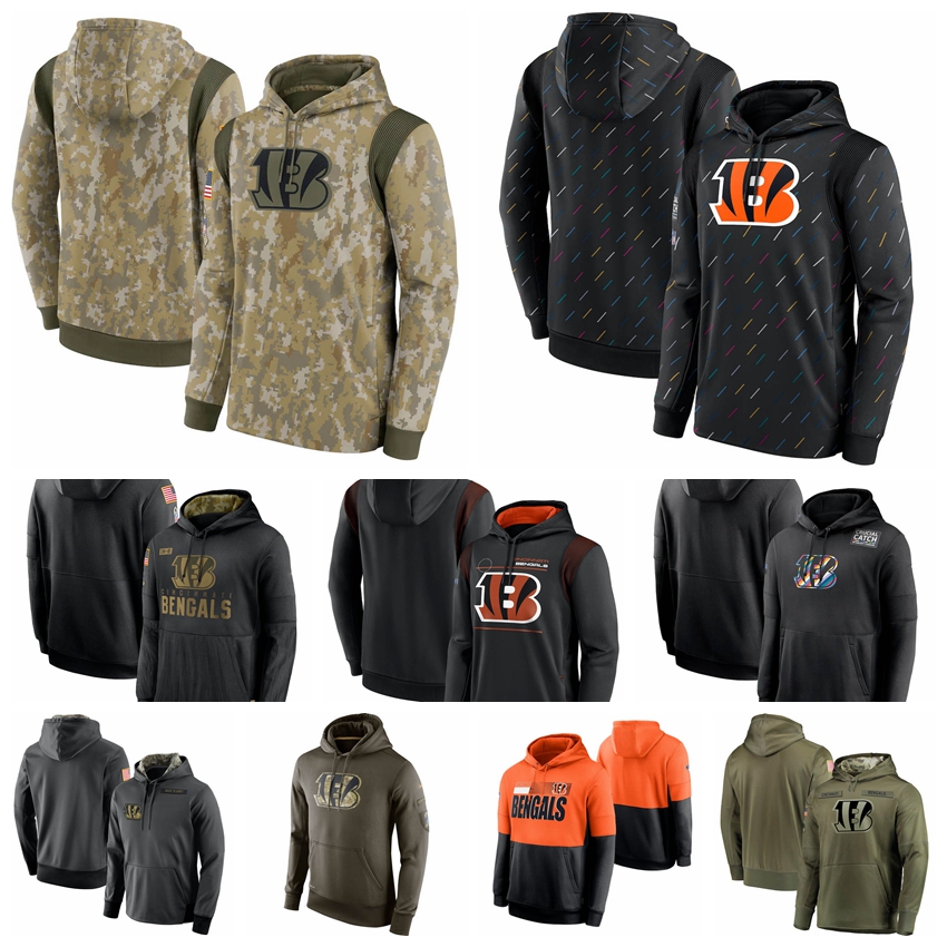 

Cincinnati''Bengals''Men Women Youth 2021 Salute To Service Therma Performance Pullover Football Hoodie Camo