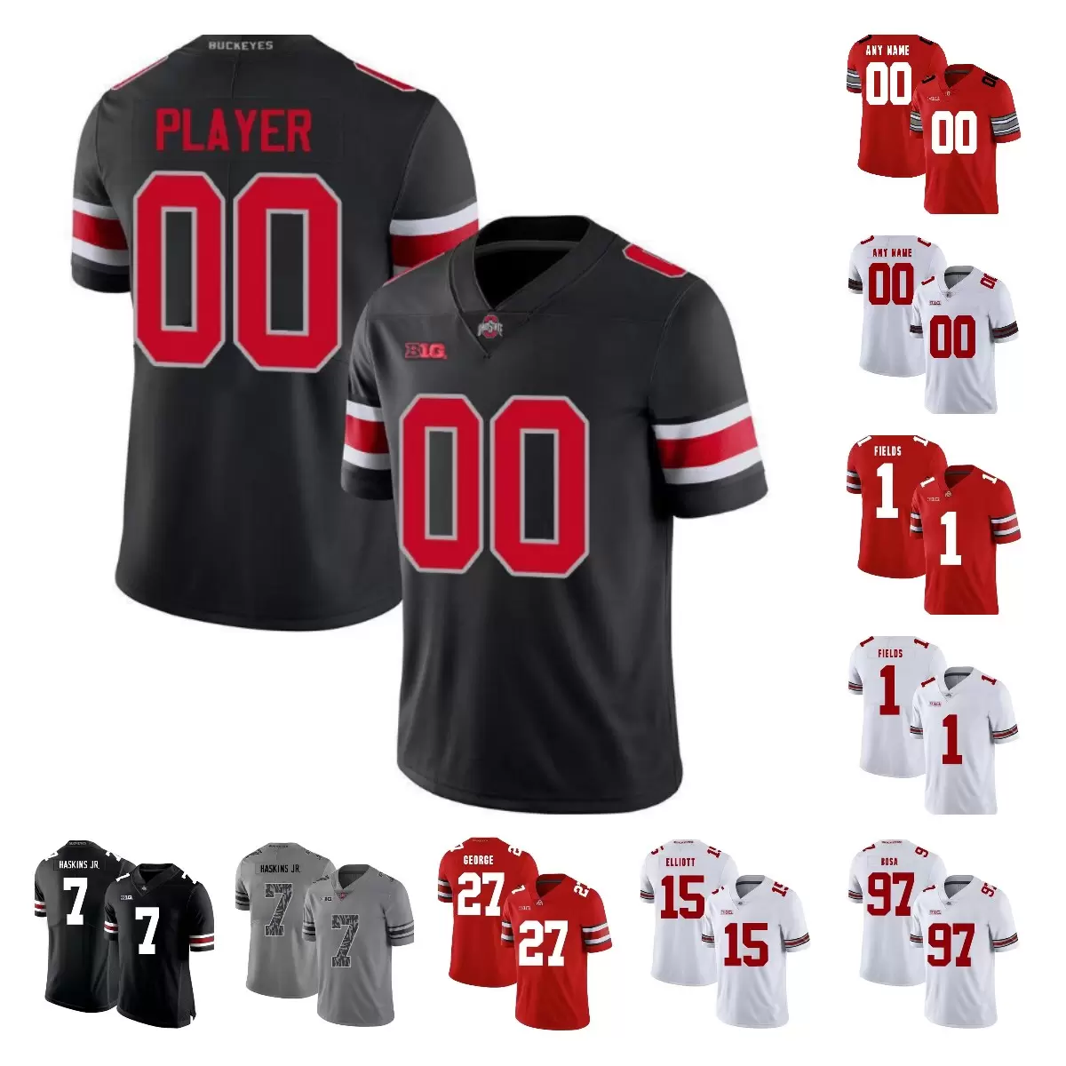 

Ohio State Buckeyes Custom College Football Jersey Jaxon Smith-Njigba C.J. Stroud TreVeyon Henderson Chris Olave Harrison Jr. J.T. Tuimoloau, White2