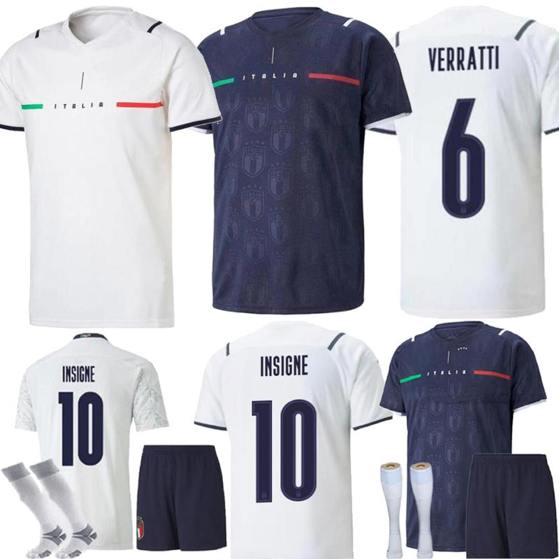 

Soccer jerseys 2021 Italy Italia Soccer Jersey INSIGNE PIRLO DE ROSSI Men Kids kit Blue White Player FAN version BAMBINI CHIELLINI BONUCCI c, Away